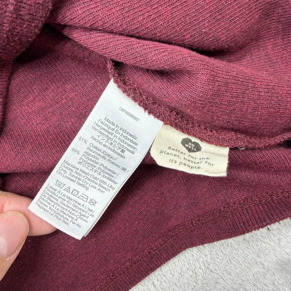 Madewell Shirt Women's Small Mockneck Puff‎ Sleeve Top Burgundy Knit Long Sleeve